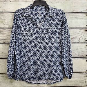 Croft & Barrow Large Blue Print Top